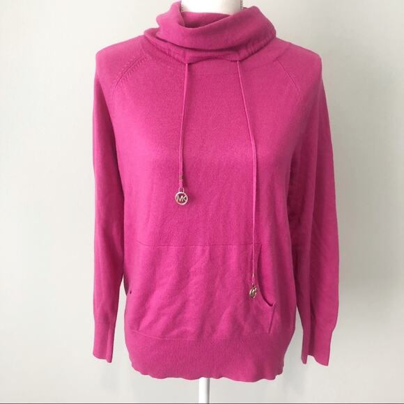 Michael Kors pink cowl turtleneck drawstring size small sporty casual - Picture 1 of 5